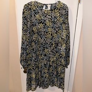 H&M long sleeve floral dress size L